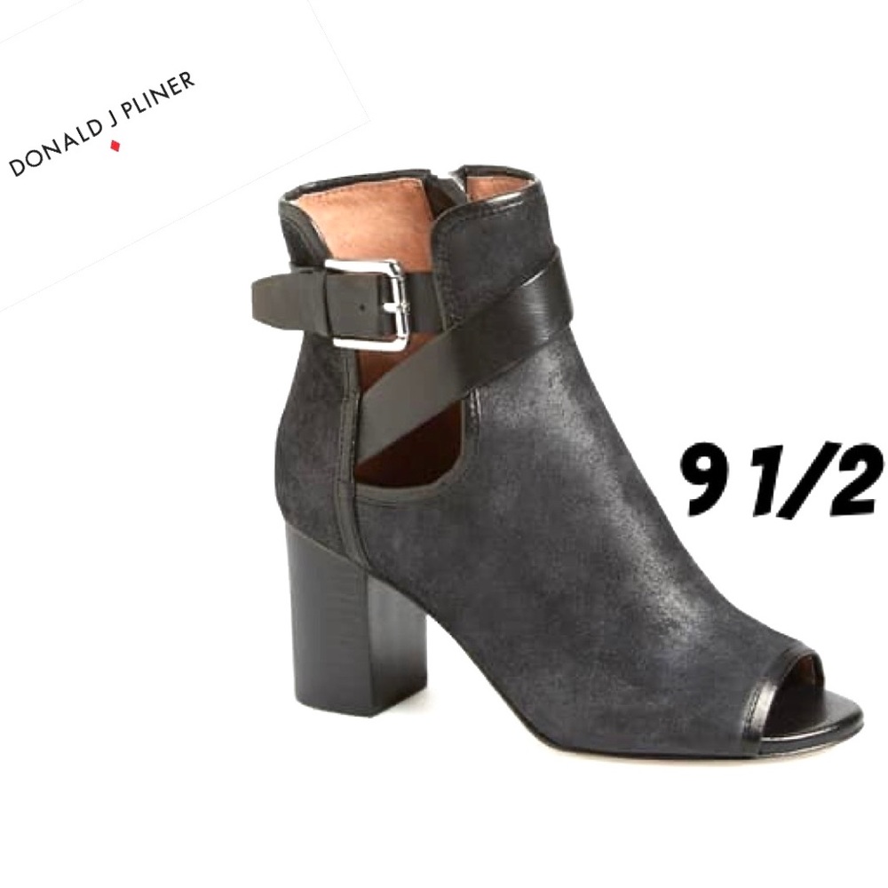Donald Pliner Calf Skin Greco Peep Toe Ankle Boots